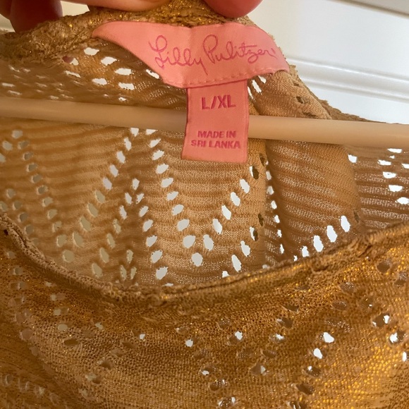 Lilly Pulitzer Jerrica Swim Cover Up Metallic Gold Fringe - Picture 4 of 5